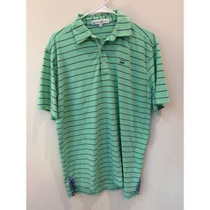 Bald Head Blues Men's M Mint Green‎ Striped Performance Golf Polo Shirt